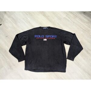 Vintage Polo Sport Ralph Lauren Sweater Mens XL Black Crewneck Pullover USA 90s
